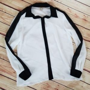 Decree black and white button down blouse